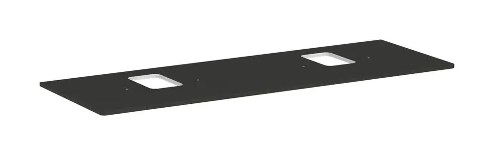 Konsole in mattem Diamantgrau mit zwei Ausschnitten, geeignet für einen Aufsatzwaschtisch. Produkt von Hansgrohe, funktional und klar strukturiert.